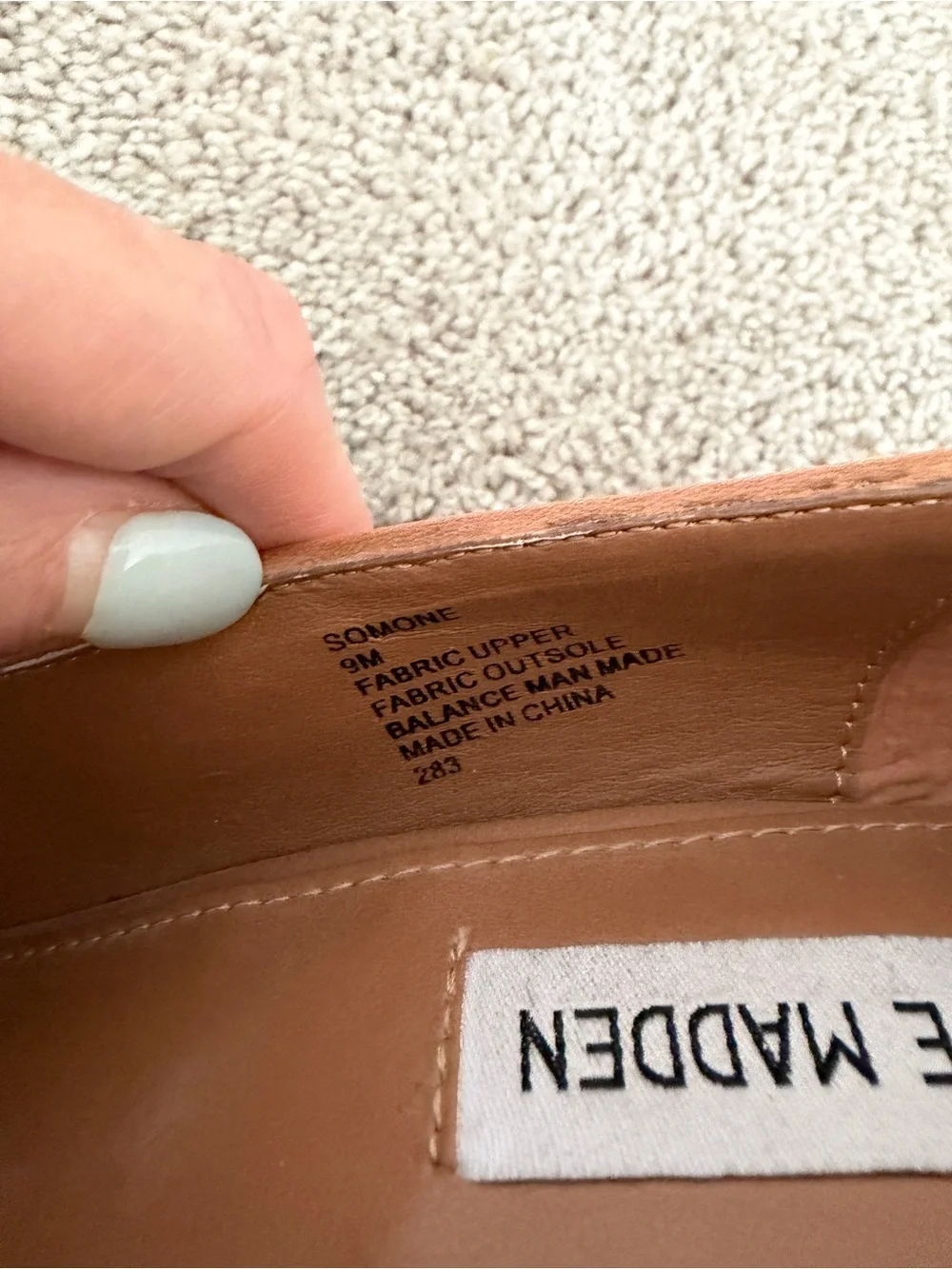 Steve Madden Somone Linen & Tan Leather Toe Cap Pumps - Size 9
